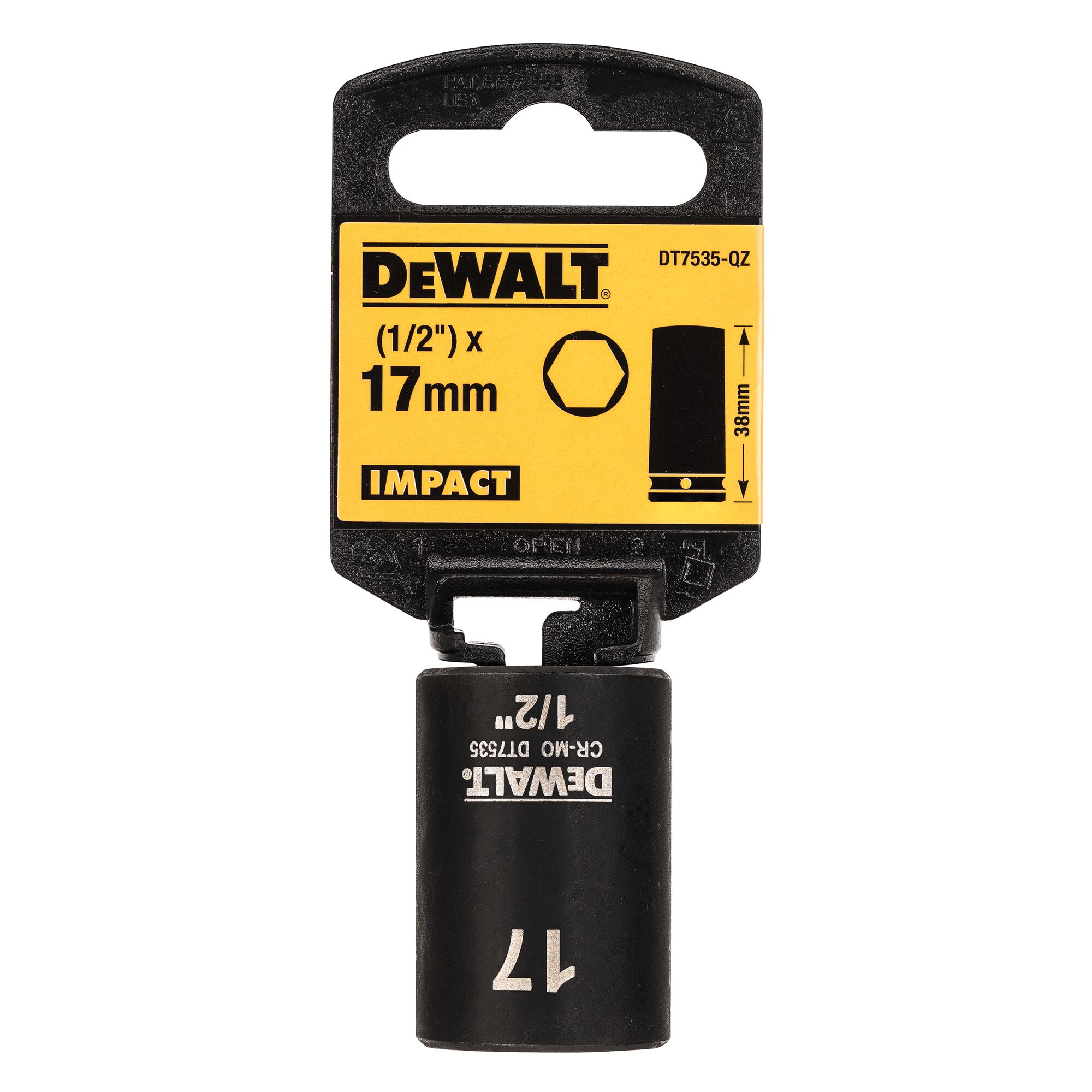 DT7536-QZ | DeWALT 18mm, 1/2 Drive Impact Socket, 38 Mm Length | RS