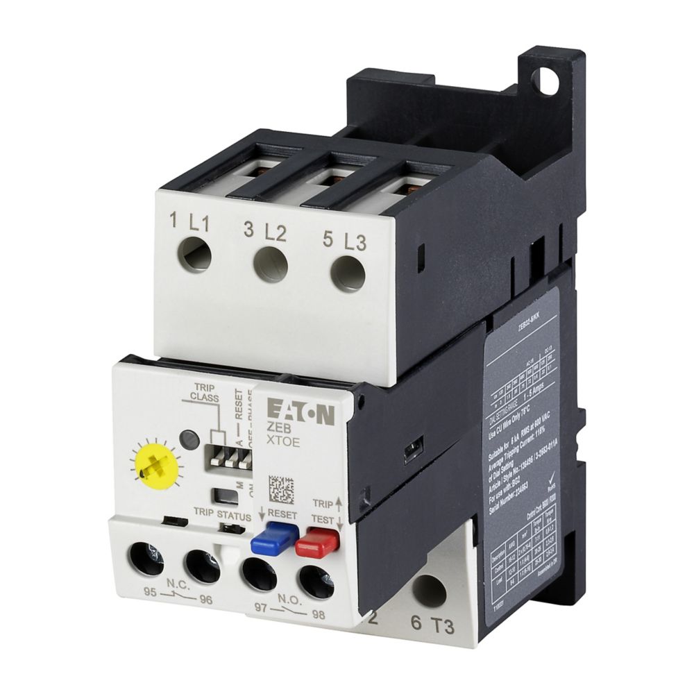 136495 ZEB32-5/KK | Eaton ZEB Overload Relay 1NC, 1NO, 1 → 5 A F.L.C, 5 A Contact Rating, 690 V, SP, Eaton Moeller ZEB | RS 136495 ZEB32-5/KK | Eaton ZEB Overload Relay 1NC, 1NO, 1 → 5 A F.L.C, 5 A Contact Rating, 690 V, SP, Eaton Moeller ZEB | RS