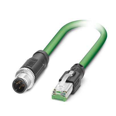 1038732 | Phoenix Contact NBC Ethernetkabel Cat.5, 2m, Grün Patchkabel, A  M12 Geschirmt Stecker, B RJ45, Polyurethan | RS