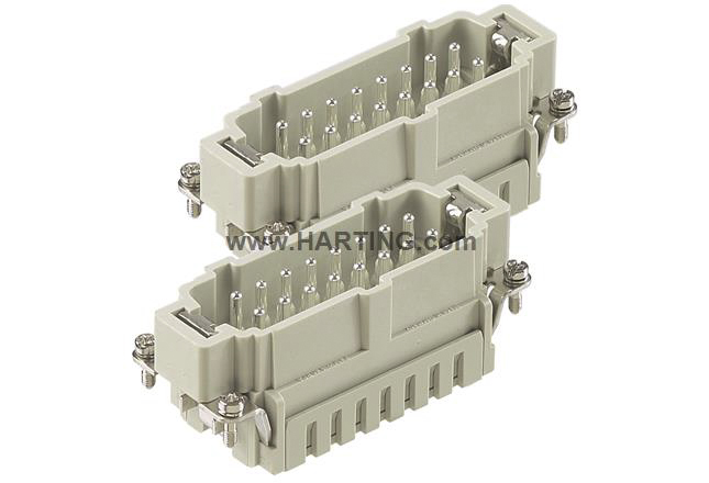 HARTING 09330062716 2 Rows, 6 Position, 7 Contacts, Connector, Current Rating: 16 AMP, HAN ES Series, Heavy Duty Contact Type: CAGE CLAMP Socket, Receptacle, Rectangular Shell Size: 6B