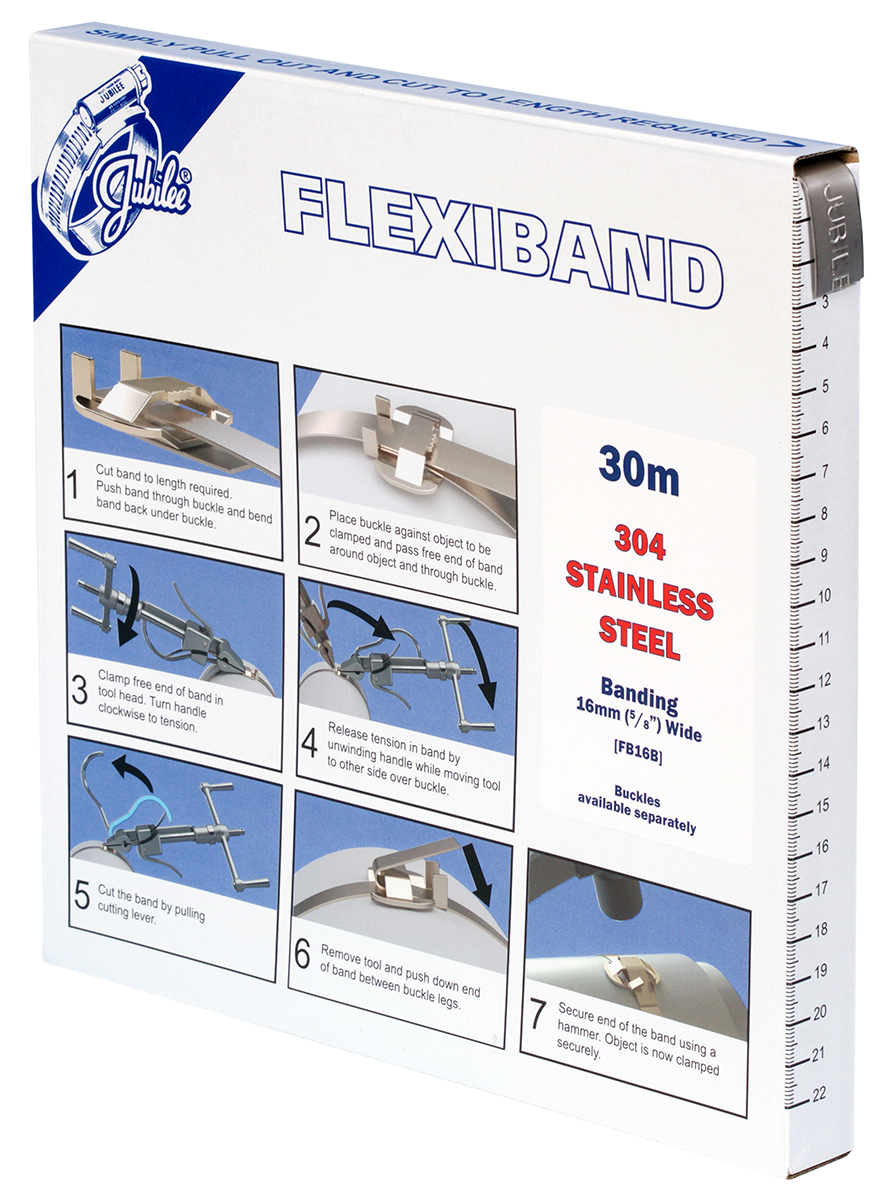 FB16B | Jubilee Stainless Steel, 16mm Band Width | RS FB16B | Jubilee Stainless Steel, 16mm Band Width | RS