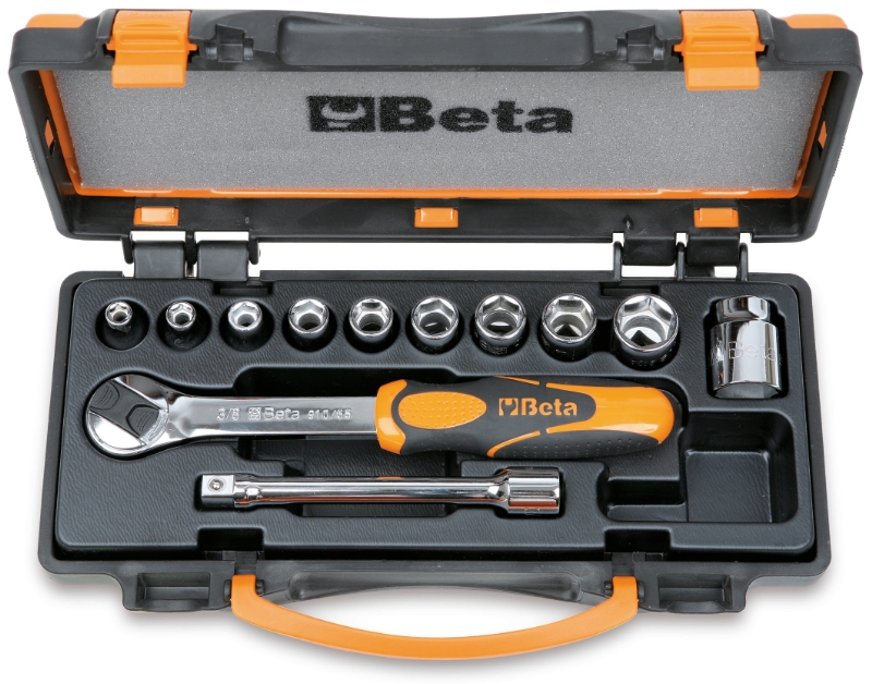 BETA 10 Piece Metric 3 8 in Standard Socket Set with Ratchet 6 point