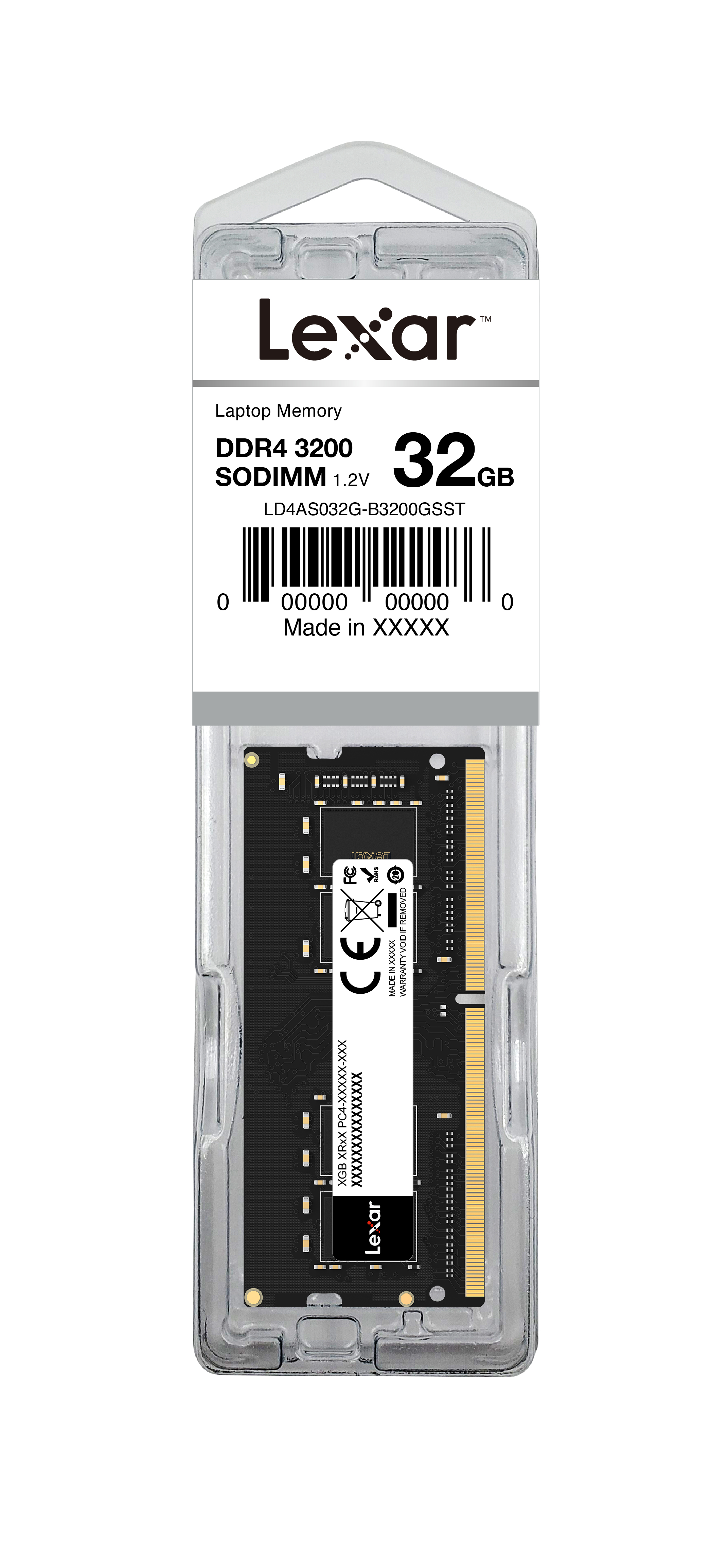 メモリー Lexar DDR4 3200MHz SO-DIMM 32GB Lexar 32GB DDR4 SODIMM 3200Mhz PC4-25600 CL22 260pin 1.2V