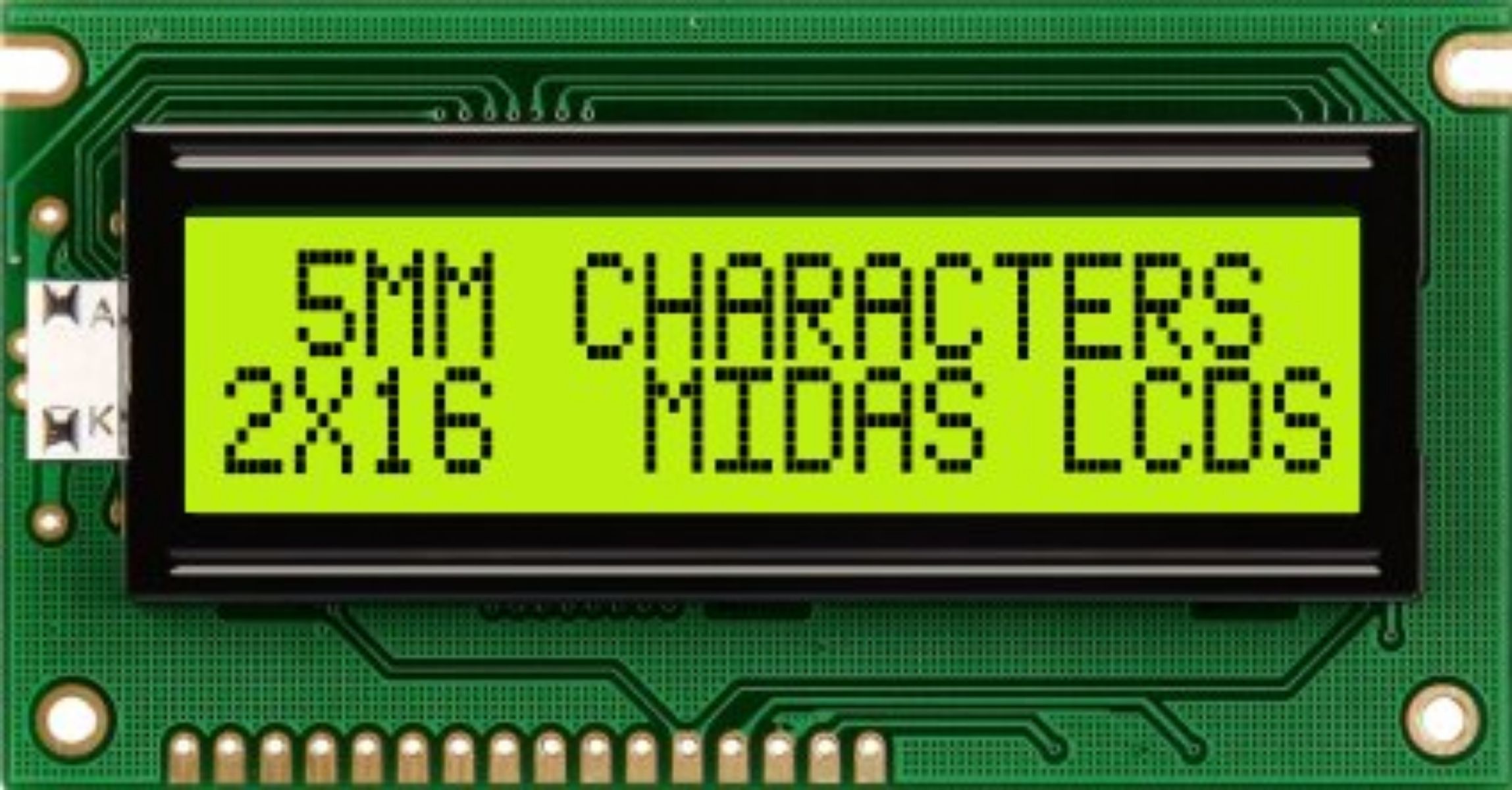 MC21605A6WK-SPTLY-V2 | Midas 液晶英数字ディスプレイ 英数字
