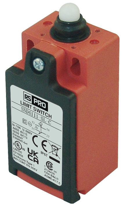 RS PRO Plunger Limit Switch, 1NC/1NO, IP67, SPDT, Glass Reinforced ...