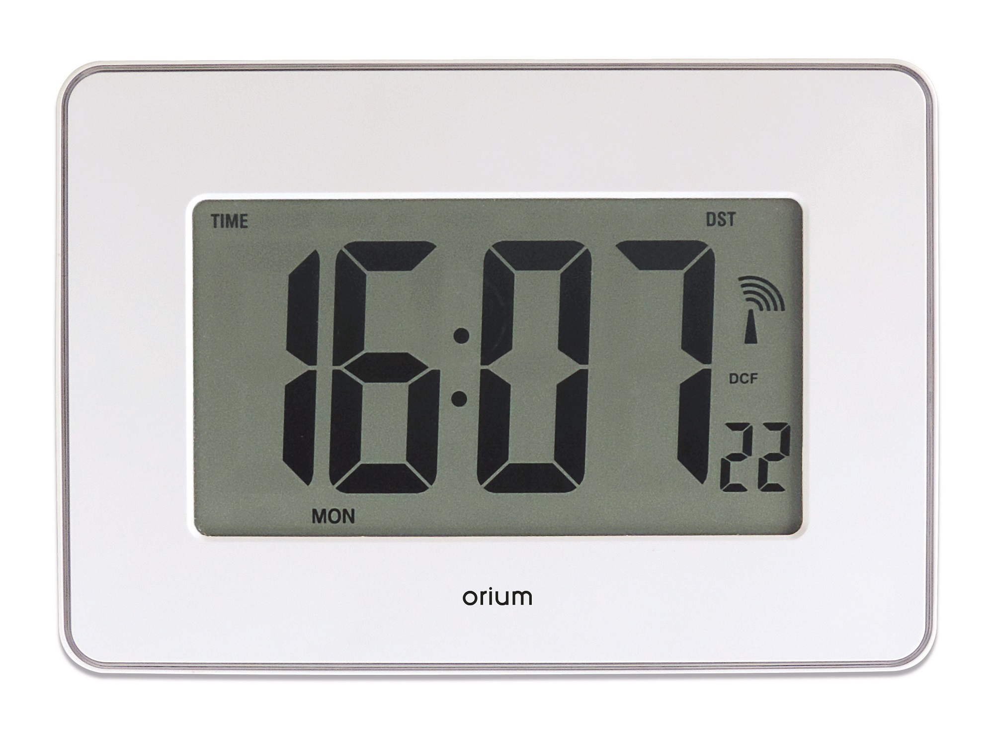 11970 Orium White Radio Controlled Desktop, Wall Clock, 40cm Diameter
