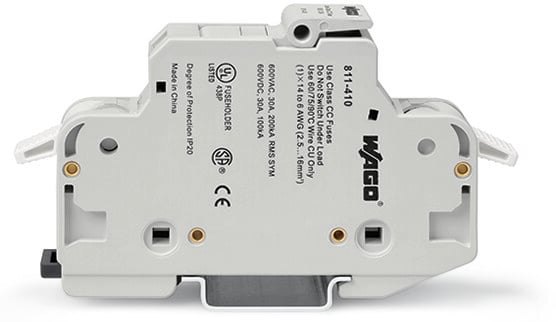 811-410 | WAGO ヒューズホルダ 30A 600V ac レール取り付け | RS