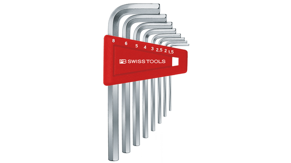PB SWISS TOOLS 8 piece L Shape Metric Hex Key Set 1.5 mm 2.5 mm 2 mm 3 mm 4 mm 5 mm 6 mm 8 mm
