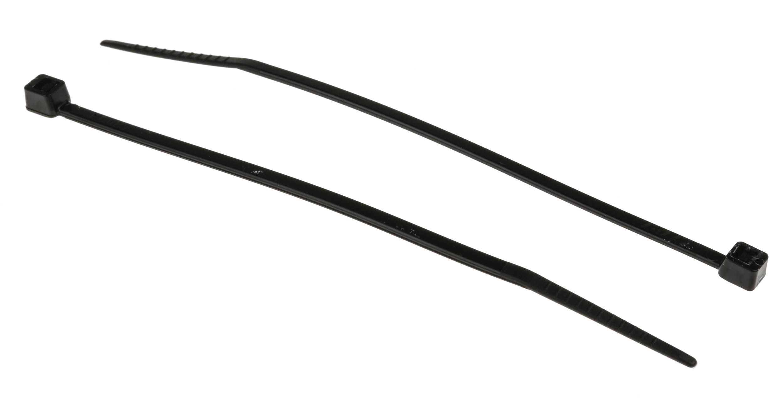 RS PRO Black Nylon Cable Tie, 100mm x 2.5 mm