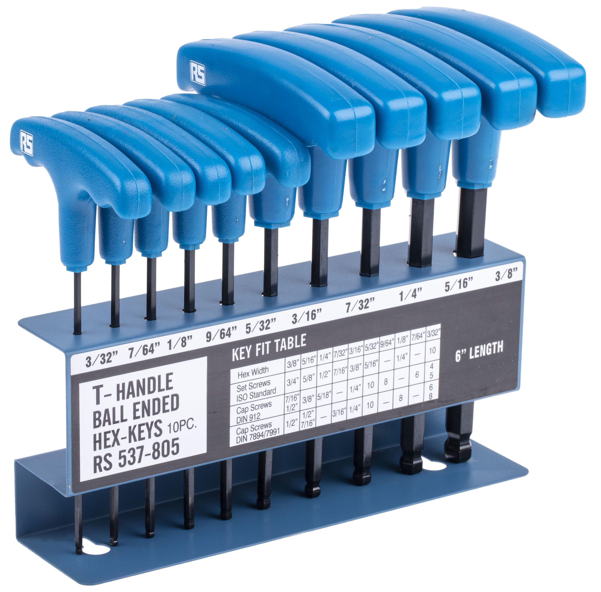 RS PRO 10 piece Hex Key Set,  T Shape 1/4in Ball End