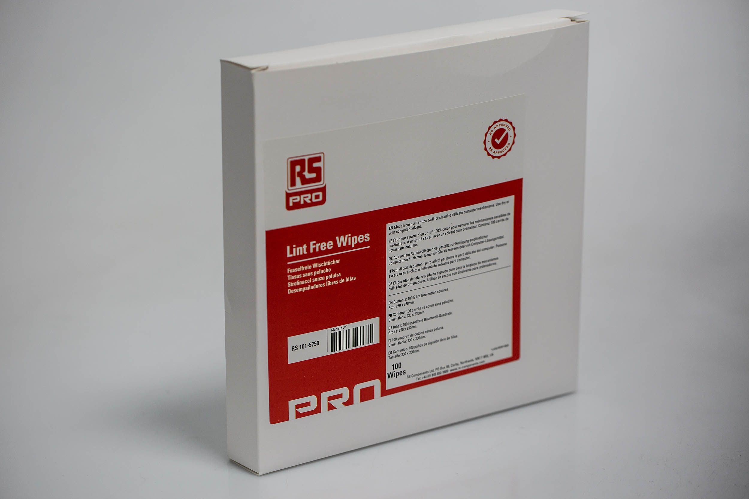 RS PRO Dry Electronics Wipes for Computer Screens, Office Equipment, Plastic, Screen Filters Use, Box of 100