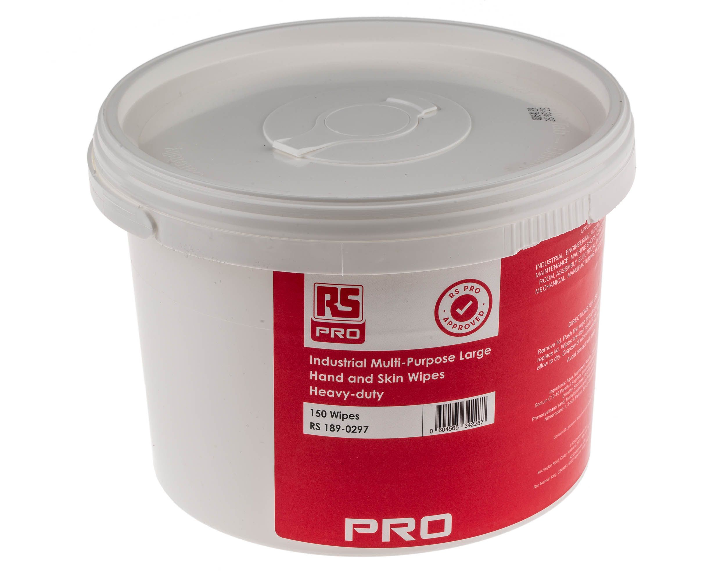 RS PRO Wet Hand Wipes for Hand Cleaning Use, Bucket of 150