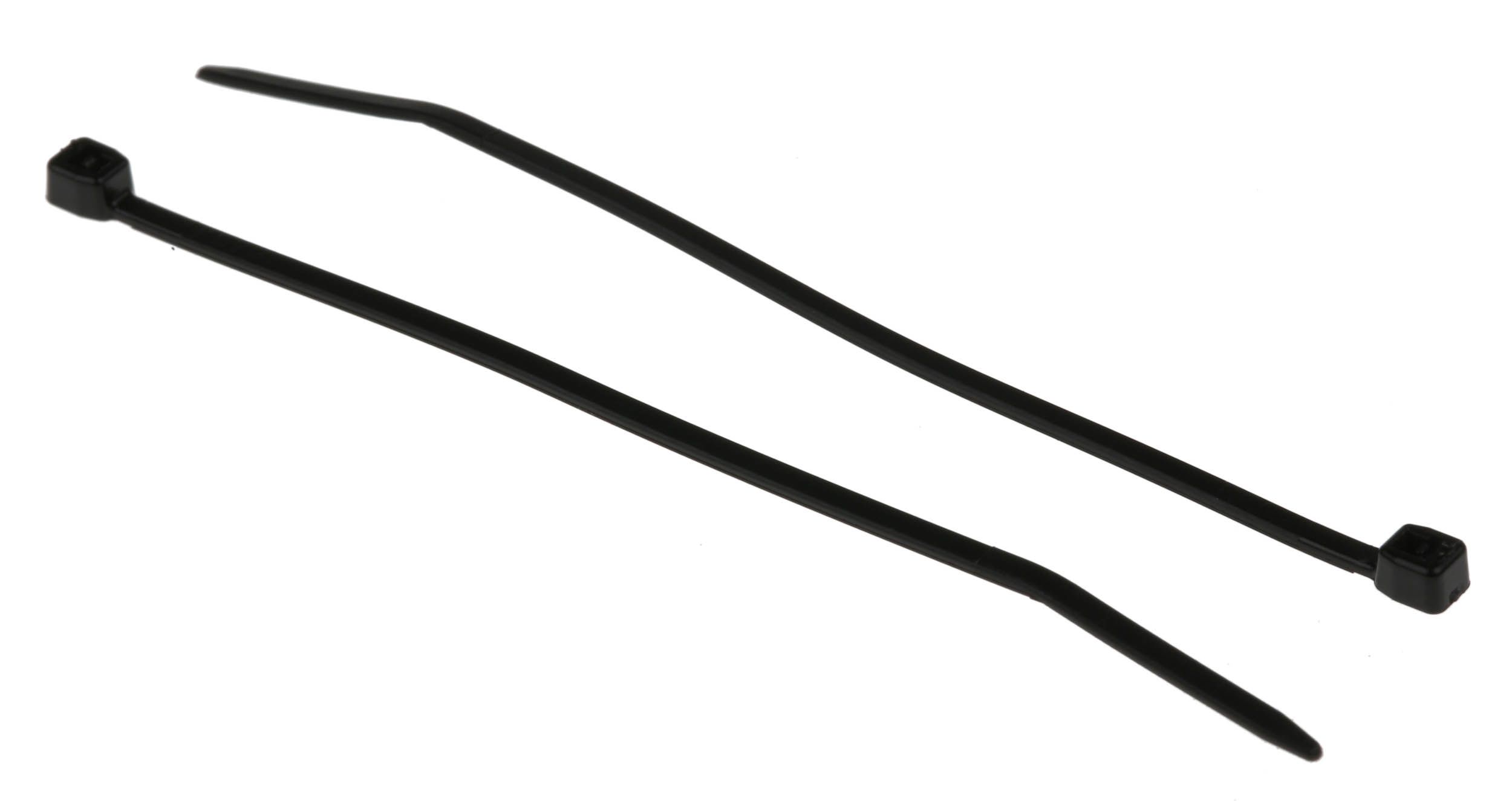 RS PRO Black Nylon Sub Miniature Cable Tie, 71mm x 1.6 mm