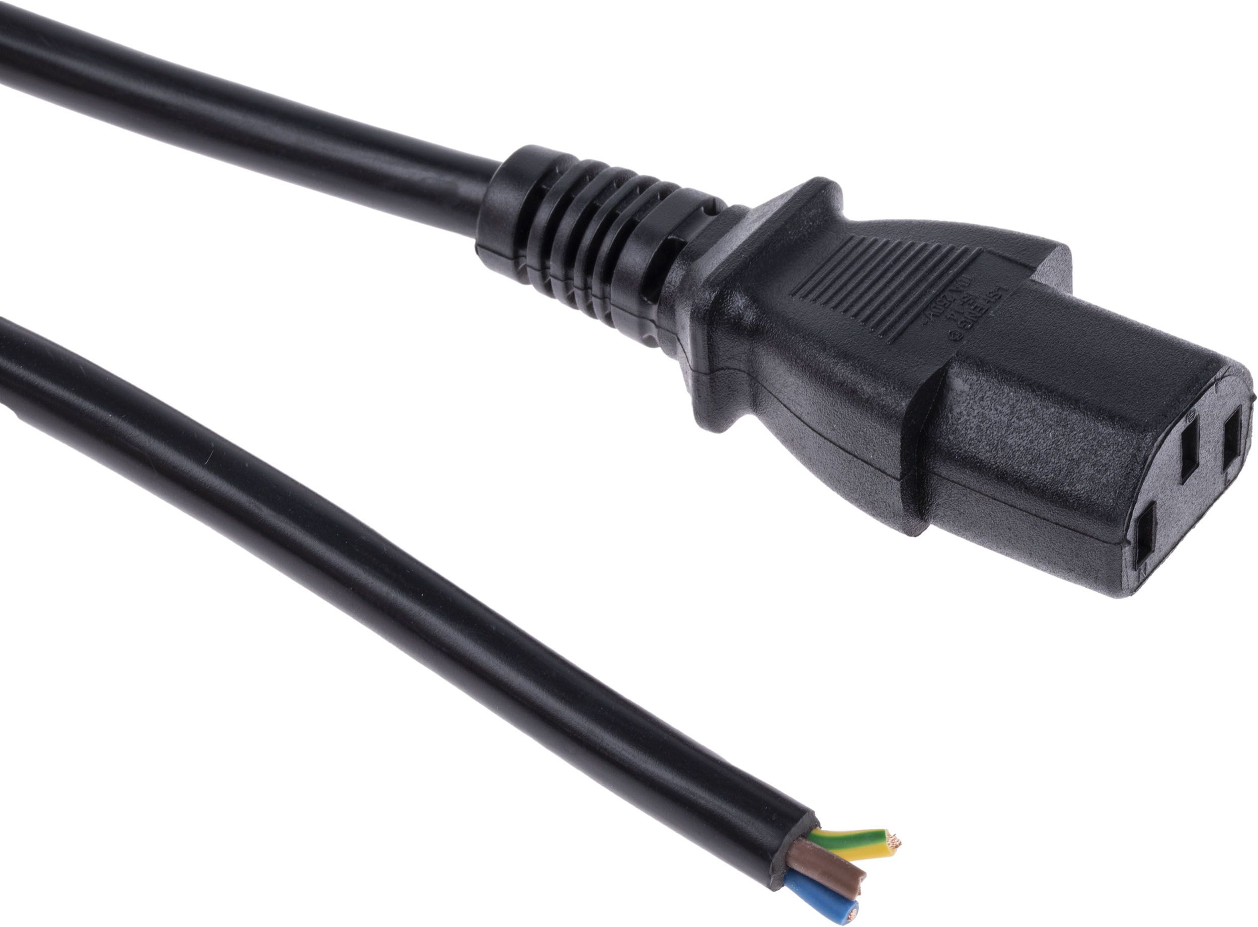 RS PRO IEC C13 Socket to Unterminated Socket Power Cord, 2m