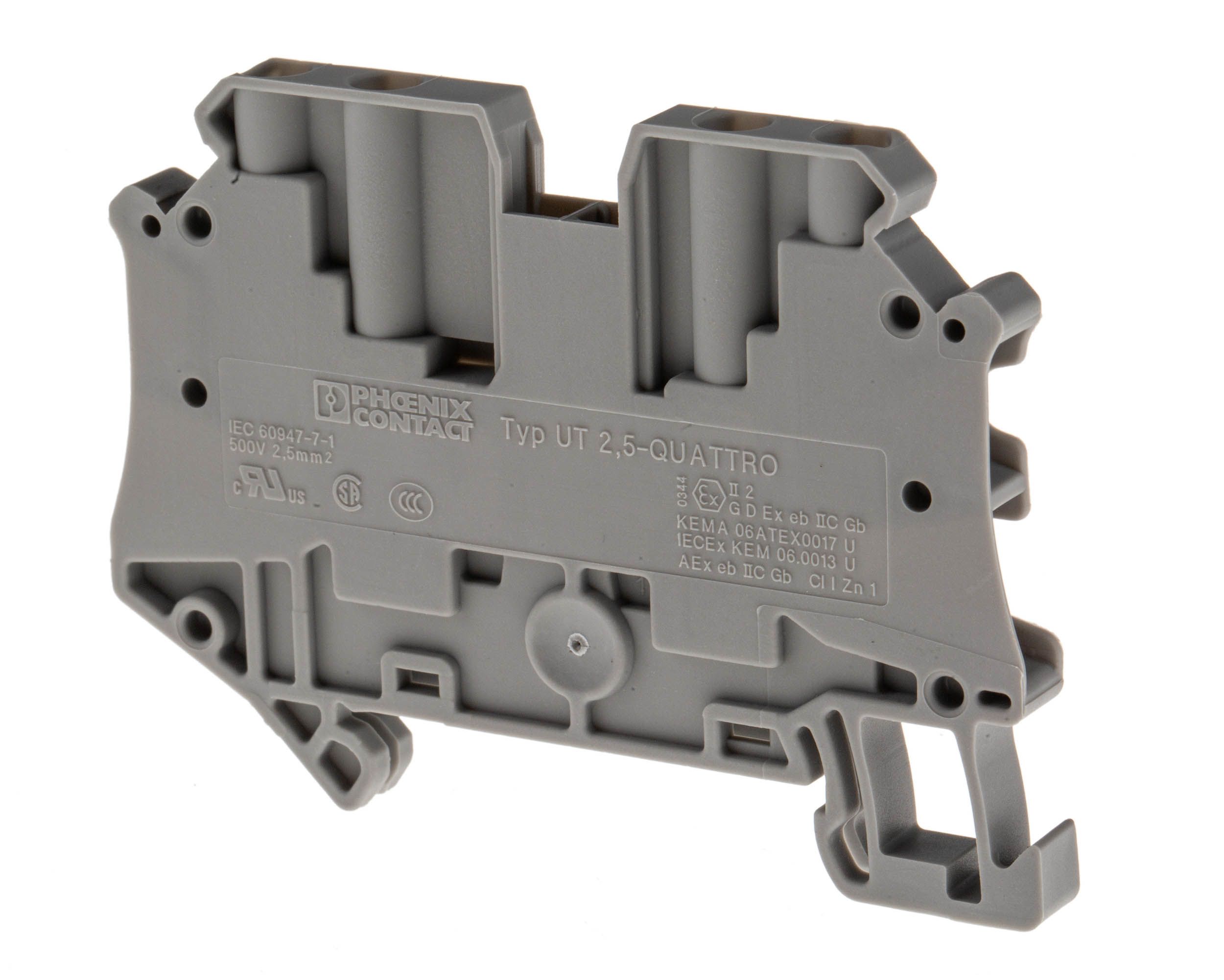 3044542 | Phoenix Contact Grey UT 2.5-QUATTRO DIN Rail Terminal Block ...