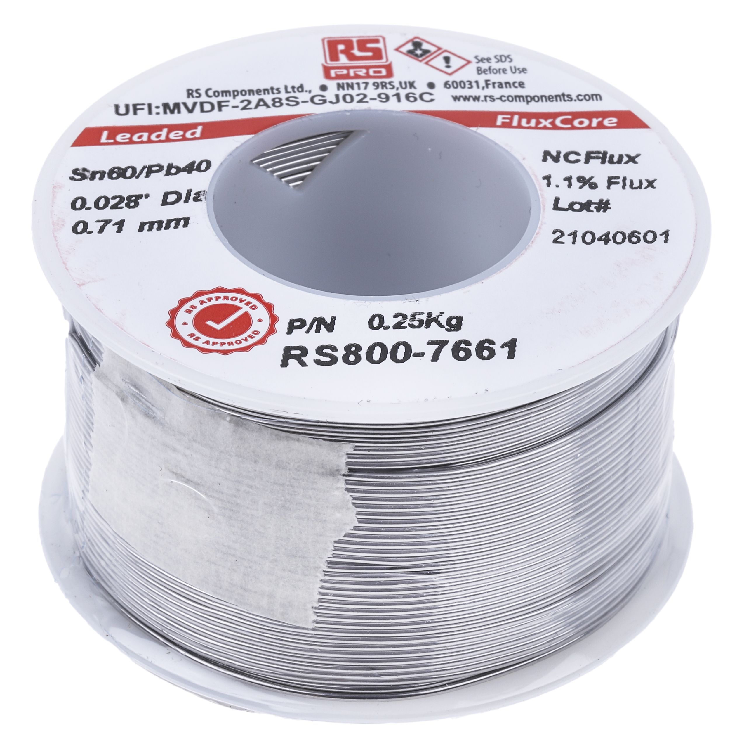 RS PRO Wire, 0.71mm Lead solder, 183°C Melting Point RS