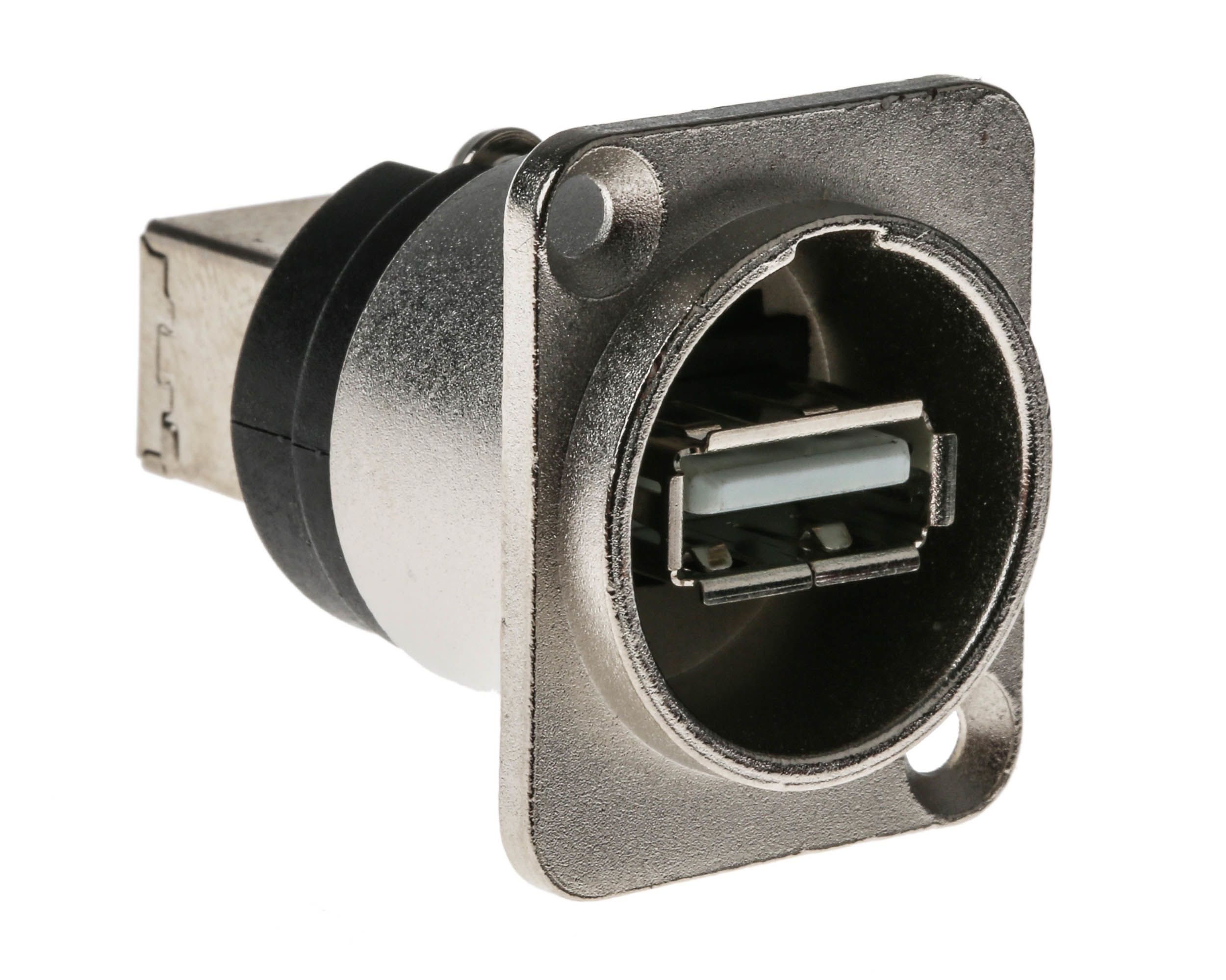 RS PRO Straight, Panel Mount, Socket Type A to B 2.0 USB Connector