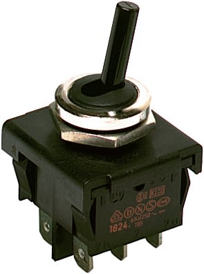 Marquardt Toggle Switch, Panel Mount, On-Off, DPDT, Tab Terminal