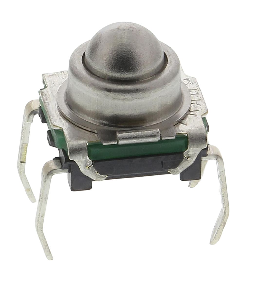 IP60 Silver Button Tact Switch, SPST-NO 50 mA @ 32 V dc 1.95mm Through Hole