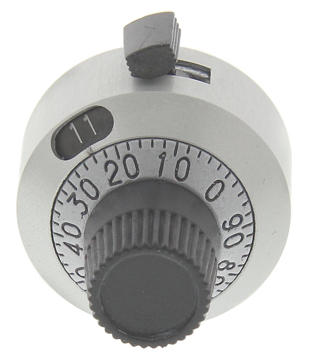 Vishay 22.2mm Silver Potentiometer Knob for 6mm Shaft Splined, 18B11B010