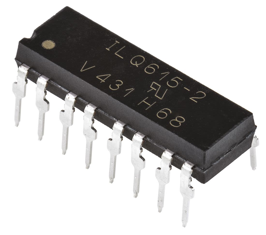 Optoacoplador Vishay de 4 canales, Vf= 1.3V, Viso= 5,3 kVrms, IN. DC, OUT. Transistor, mont. pasante, encapsulado PDIP,