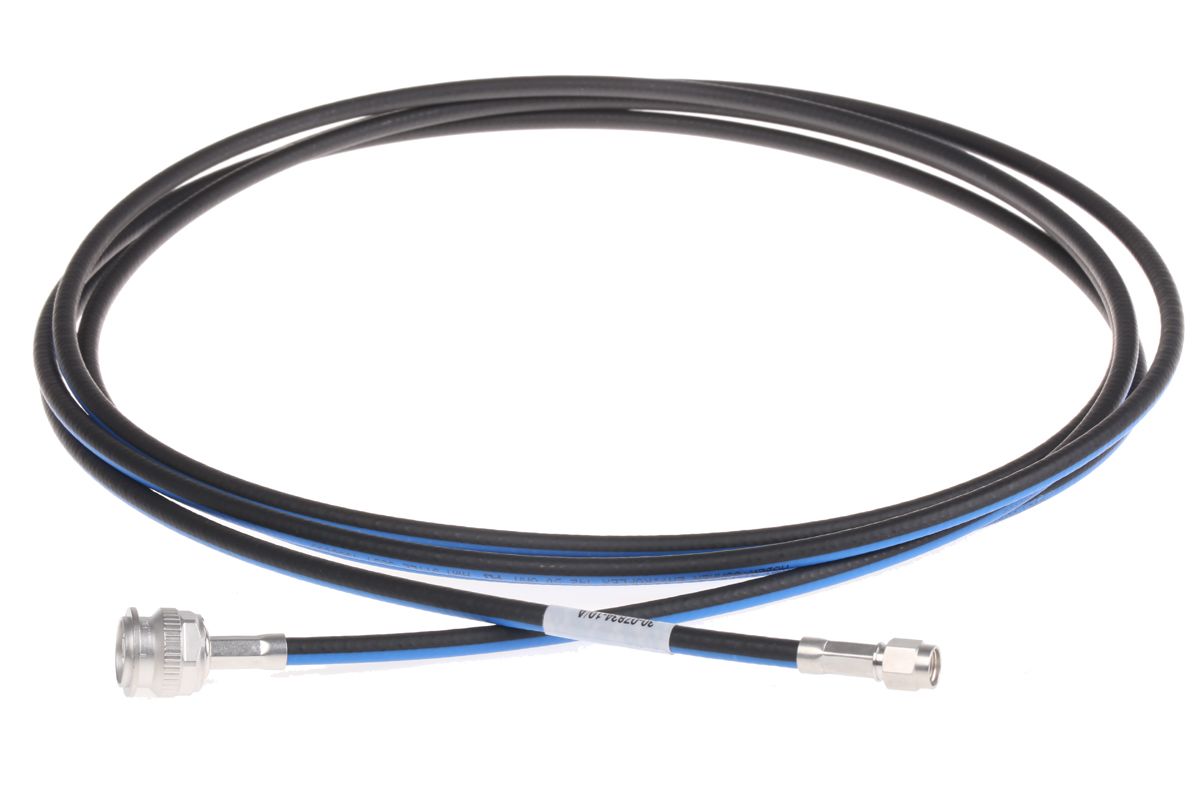 Câble coaxial Huber+Suhner, RP-SMA, / TNC, 3m, Avec connecteur, Noir/Bleu