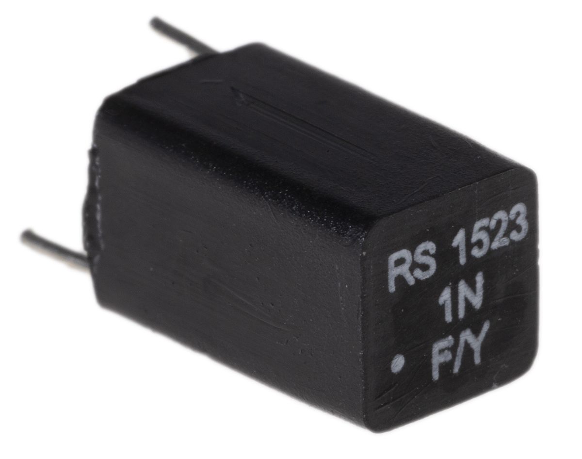 RS PRO Polystyrene Film Capacitor, 63V dc, ±1%, 1nF, Through Hole