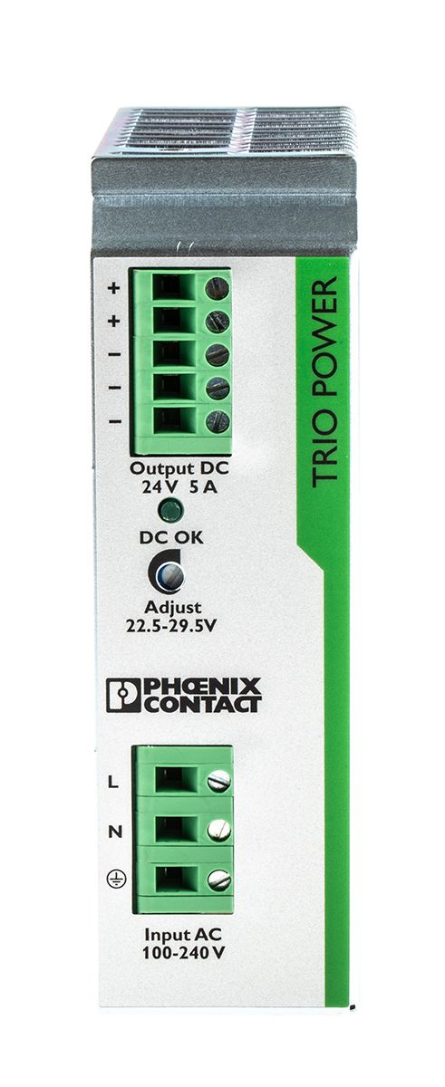 Phoenix Contact TRIO-PS1AC/24DC/5 DIN-Schienen Netzteil, 85 → 264V ac, 24V dc / 5A 120W Typ Switch Mode 1-Phasen