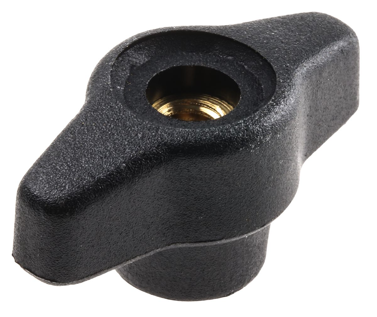 RS PRO Black Wing Clamping Knob, M6, Threaded Through Hole | RS