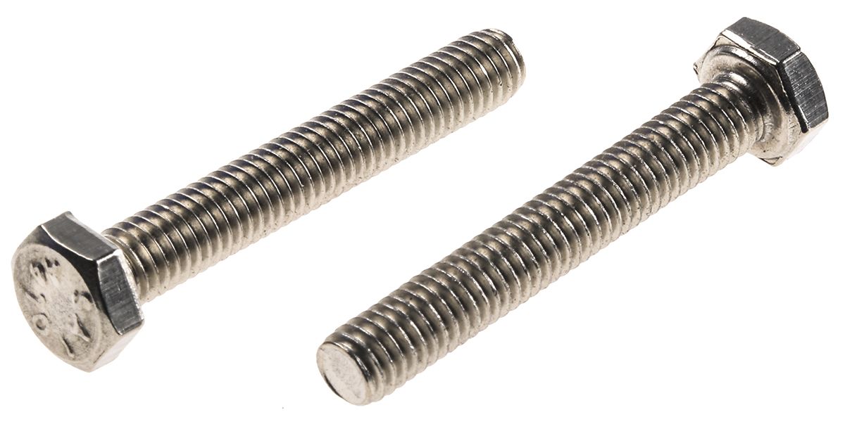 Plain Stainless Steel Hex, Hex Bolt, M6 x 40mm