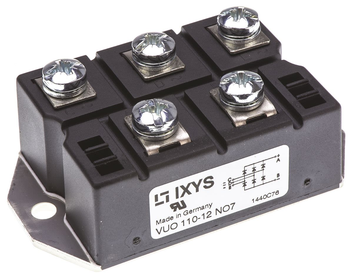 VUO110-12NO7 | IXYS Bridge Rectifier Module, 127A, 1200V, 3-phase, 5 ...