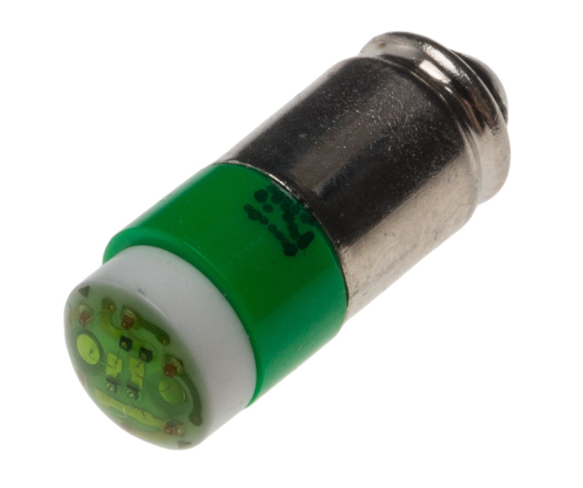 LED Indicator Lamp, Midget Groove, Green, Multichip, 6mm dia., 12V ac/dc