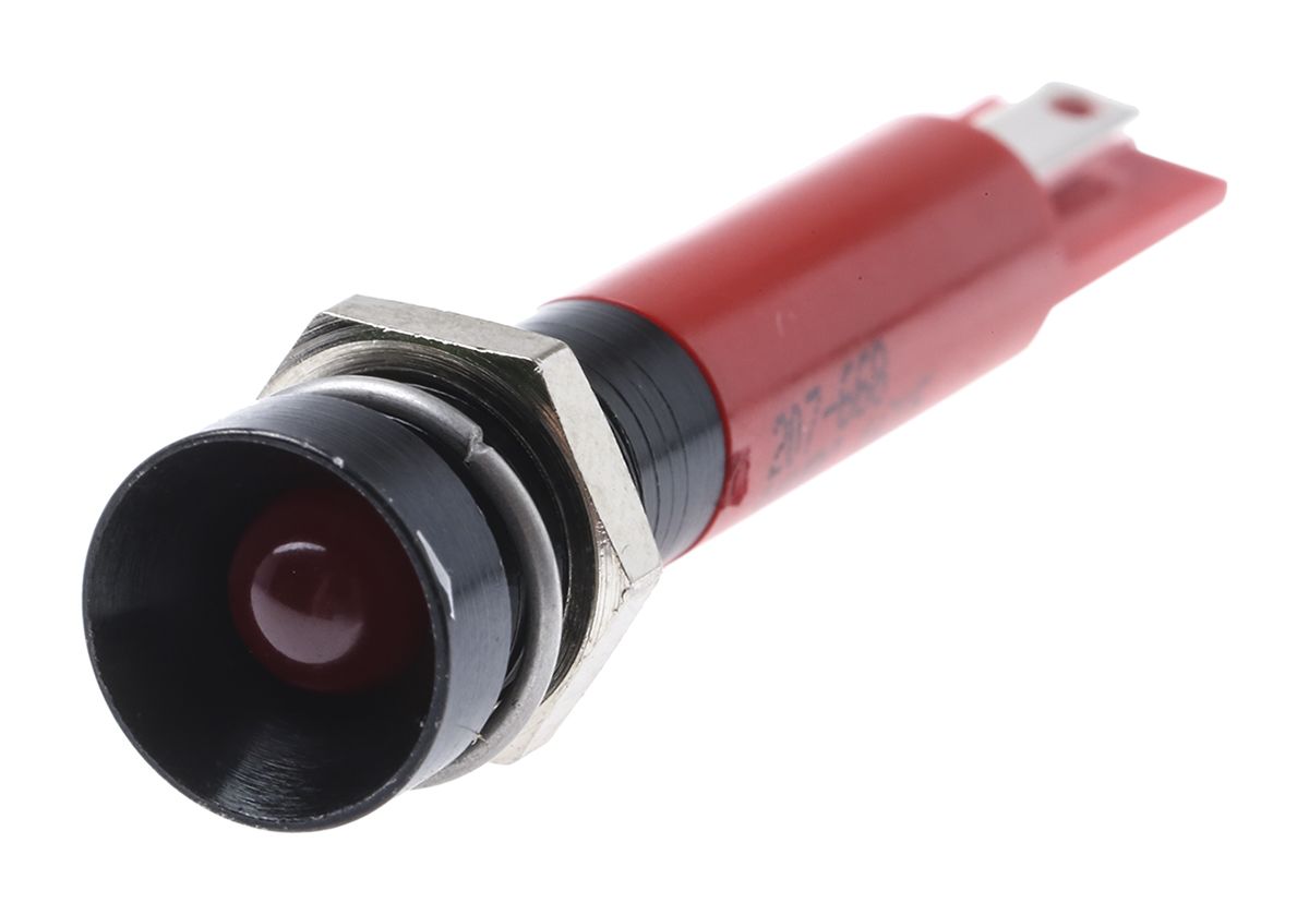 RS PRO Red Flashing LED Panel Mount Indicator, 24V dc, 8mm Mounting