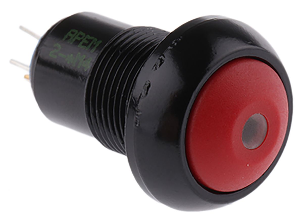 APEM Illuminated Latching Push Button Switch, Panel Mount, 13.6mm Cutout, Red LED, 28V dc, IP67