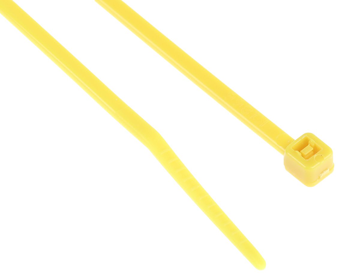 RS PRO Yellow Nylon Cable Tie, 165mm x 2.5 mm