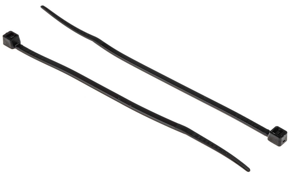 RS PRO Black Nylon Cable Tie, 100mm x 2.5 mm