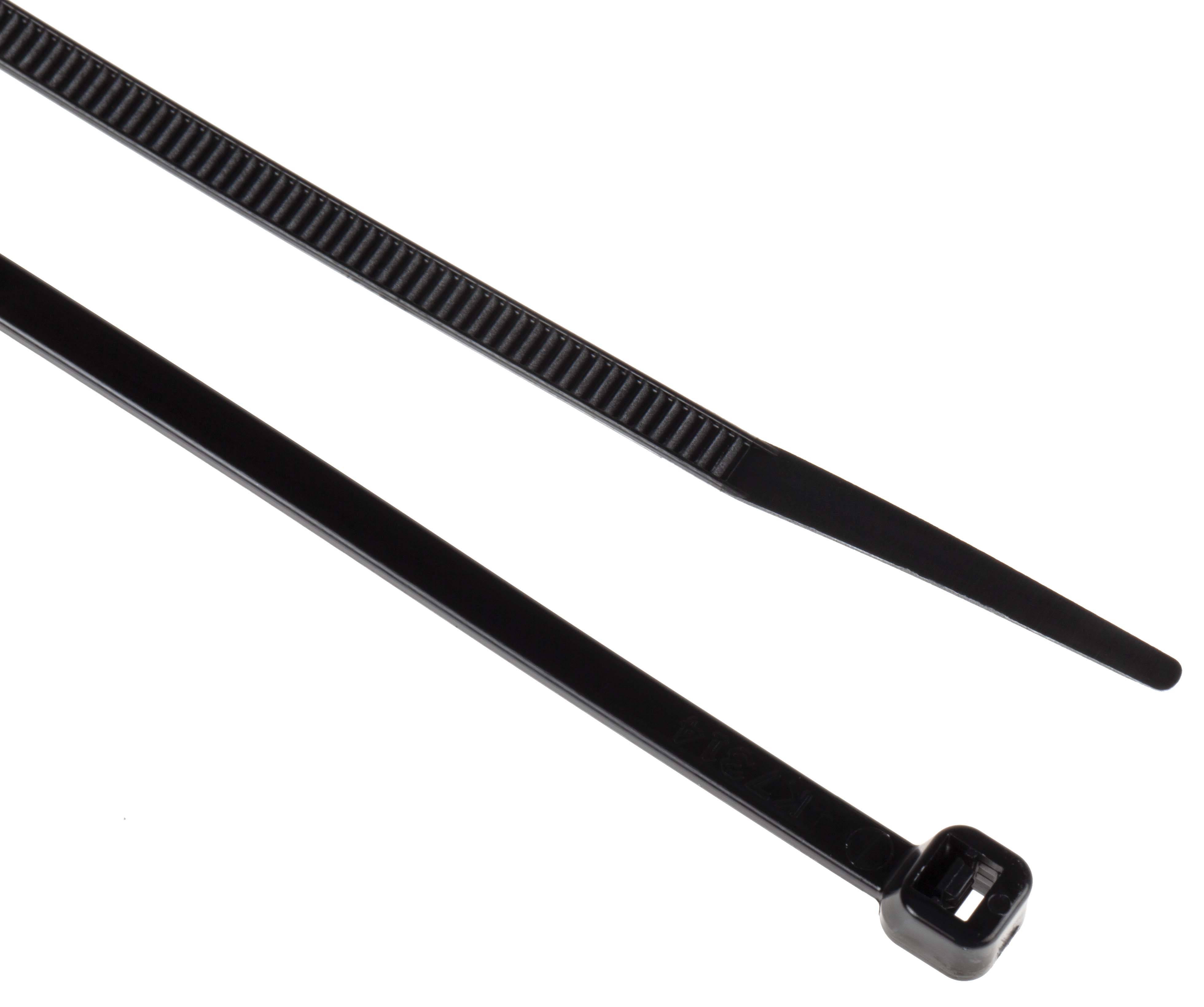 RS PRO Cable Tie, 292mm x 3.6 mm, Black Nylon, Pk-100
