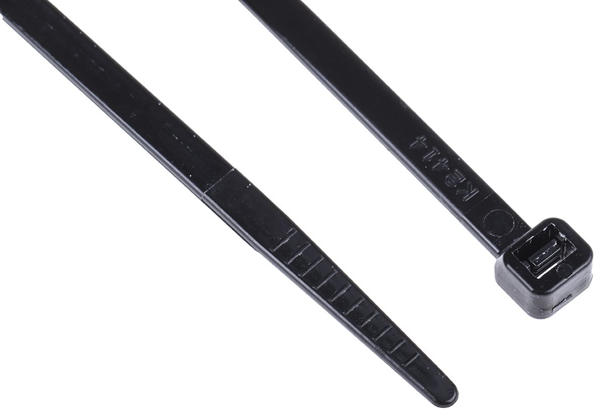 RS PRO Black Nylon Cable Tie, 368mm x 4.8 mm