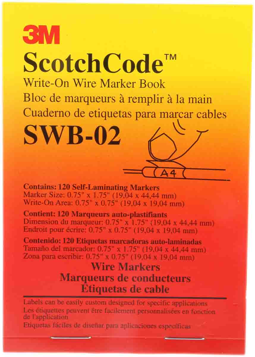Carnet de repères de câbles 3M SWB -02 Adhésif, Ø câble 6 → 8mm