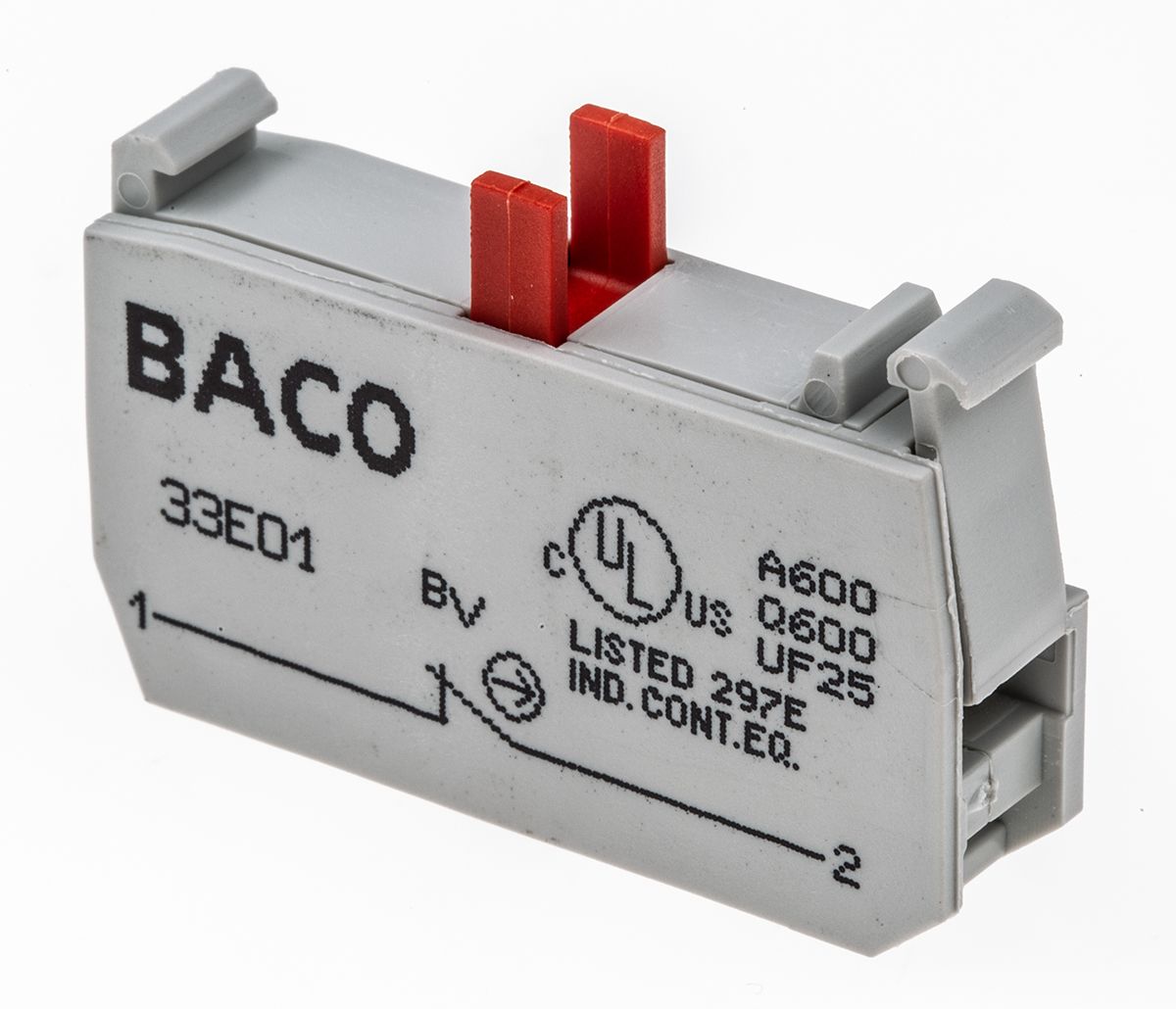 Bloque de contactos BACO 33E01, 1NC, 600V, terminal Roscado