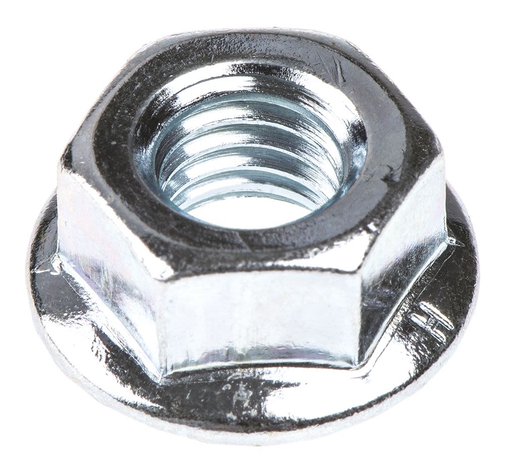 Rs Pro, Bright Zinc Plated Steel Flanged Hex Nut, M8 