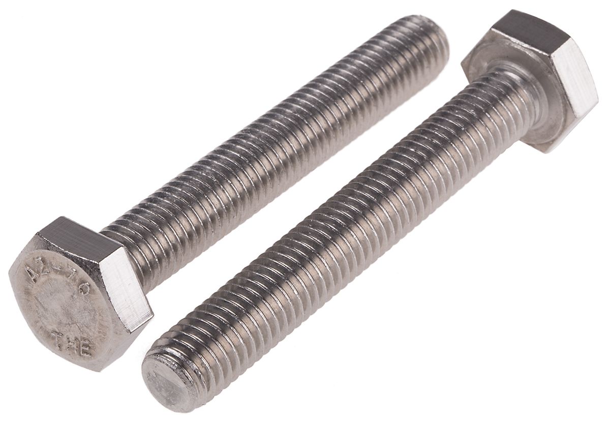 Plain Stainless Steel Hex Hex Bolt M10 X 70mm RS