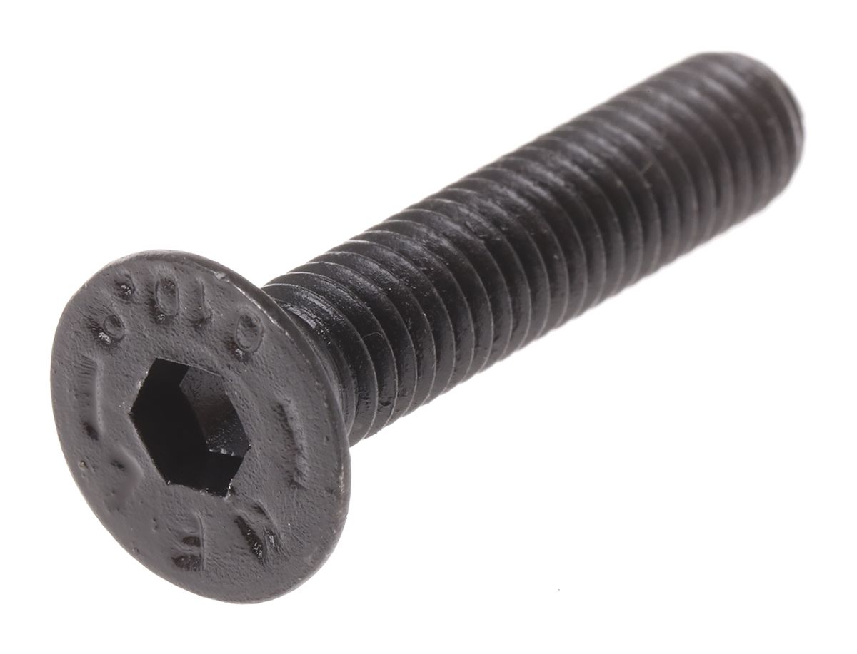 RS PRO M6 x 30mm Hex Socket Countersunk Screw Black, SelfColour Steel RS