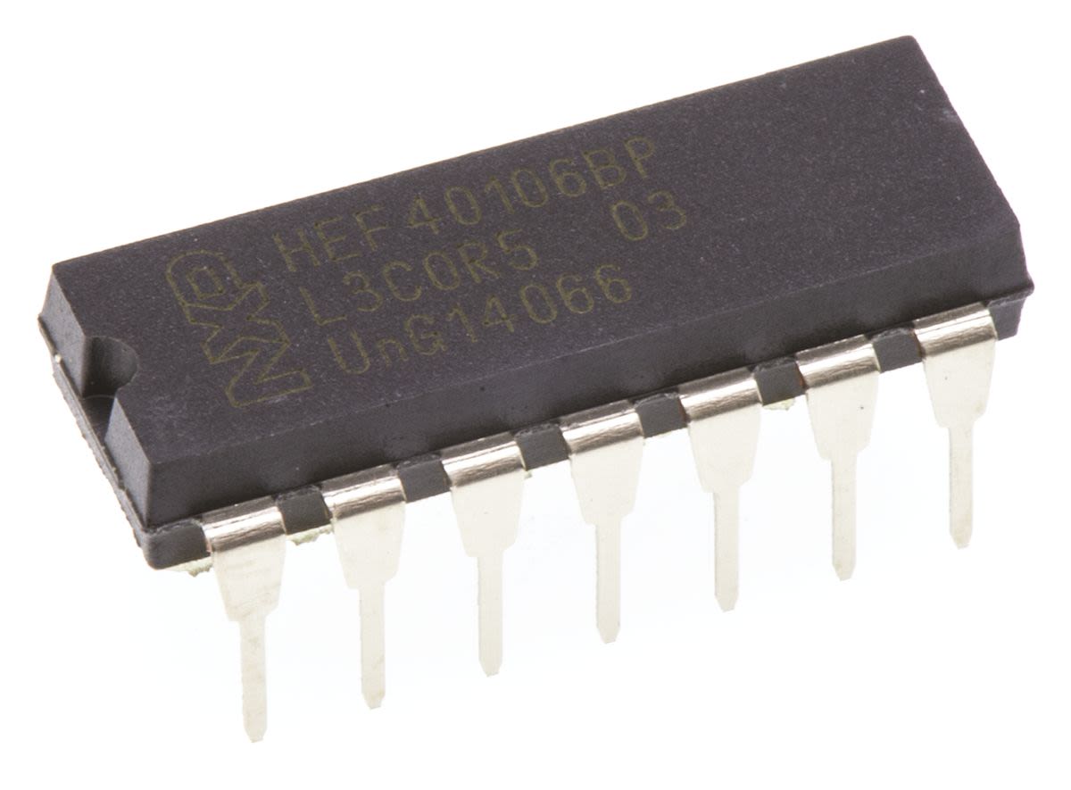 NXP HEF40106BP,652, Hex Schmitt Trigger Inverter, 14-Pin PDIP | RS
