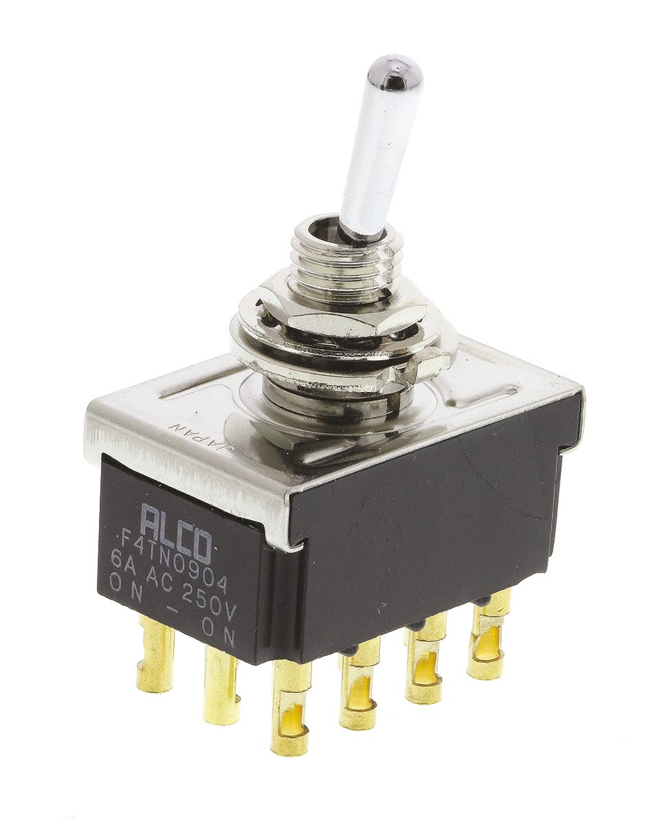 F4TN0904 TE Connectivity Toggle Switch, Panel Mount, OnOn, 4PDT