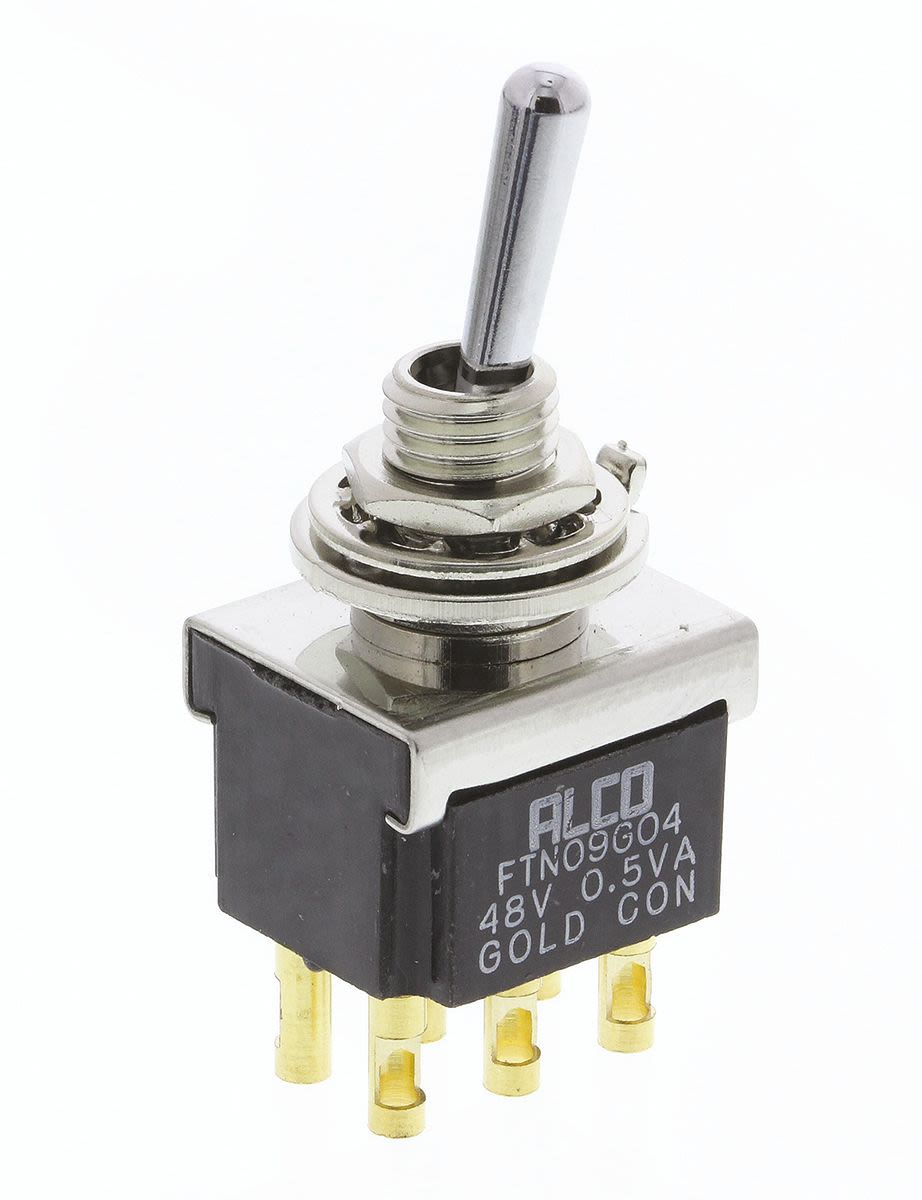 TE Connectivity Toggle Switch, Panel Mount, Latching, DPDT, Solder Terminal, 250V