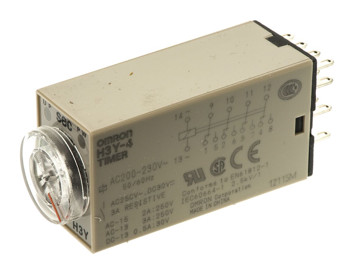 H3Y4 AC200230 60S Omron DIN Rail, Surface Mount Single Function