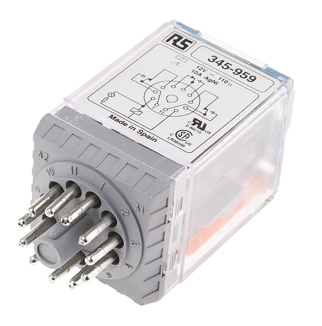 Releco Plug In Power Relay, 12V dc Coil, 10A Switching Current, 3PDT