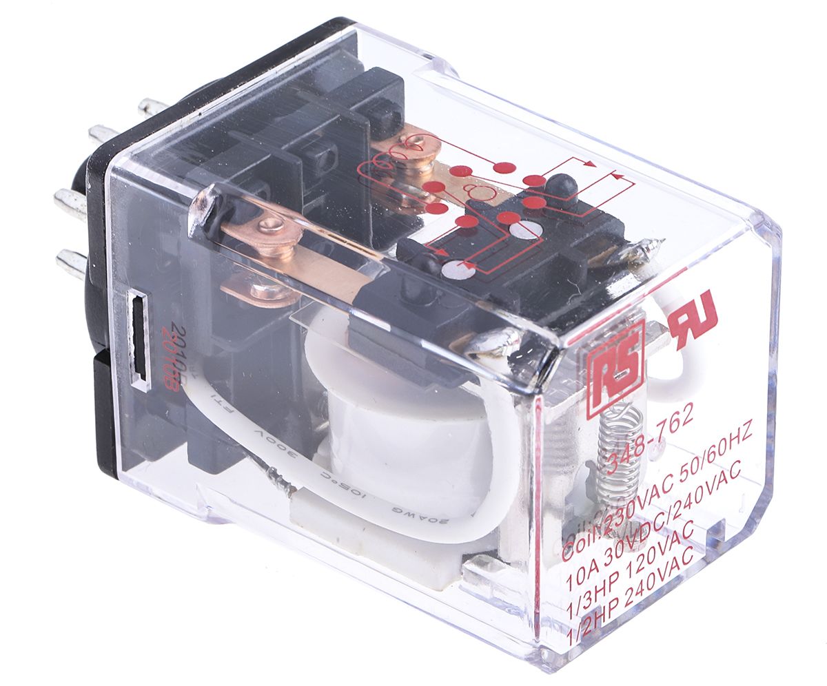 RS PRO パワーリレー 230V ac, 2c接点 プラグイン タイプ RS