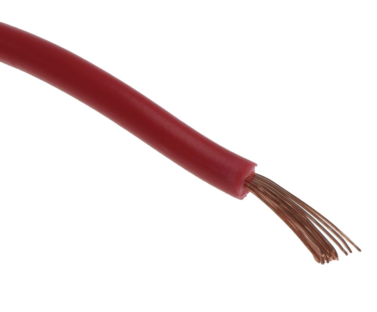 RS PRO 0,75 mm² Rød PVC Monteringsledning, ledertråde: 24/0,2 mm, 500 V, 100m